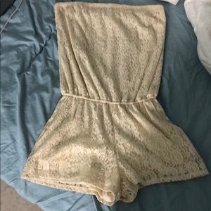 white lace strapless hollister romper